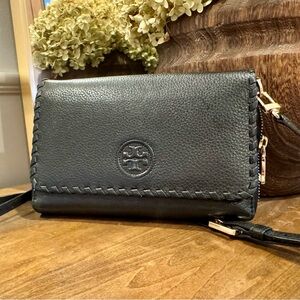 Tory Burch Black Leather Crossbody/wallet/clutch
